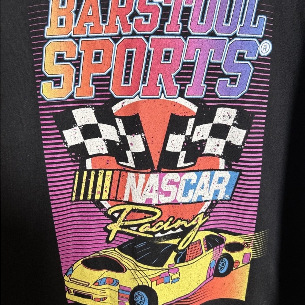 Barstool Sports X NASCAR Retro Black T-Shirt Multi Color Logo Men’s Large Y2K - Picture 2 of 11